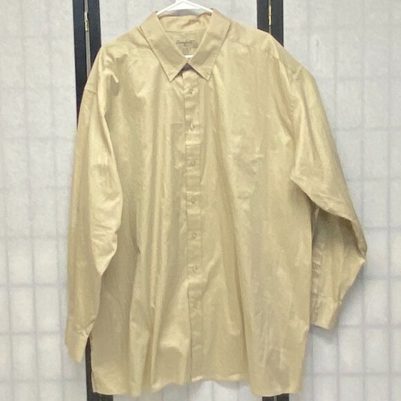 George Foreman Comfort Zone Long Sleeve Collared Button Up Dress Shirt Beige 3XB - Picture 1 of 12